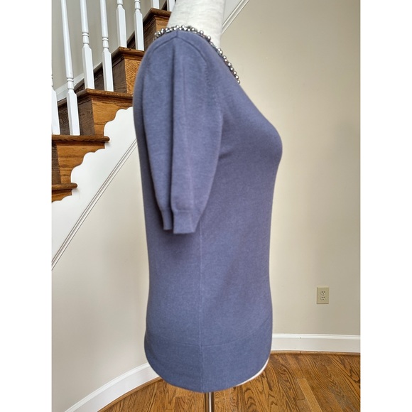 Zara knit short sleeve top with jeweled neckline, NWT, S - Picture 4 of 12